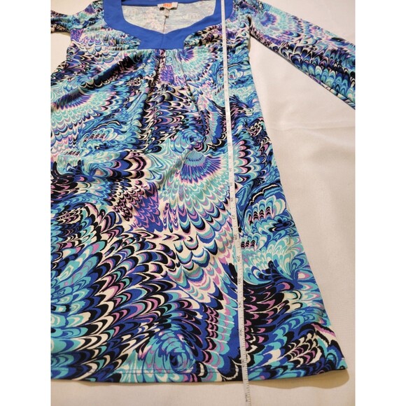 Laundry By Design Dress Womens Size 2 V Neck Long Sleeve Multicolored Retro - Picture 8 of 12